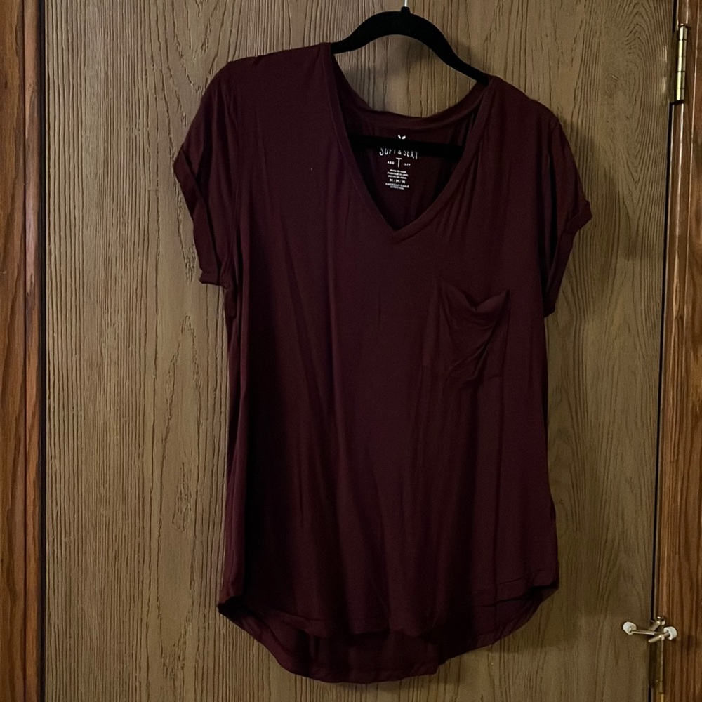 Wine Red American Eagle Vneck - Medium